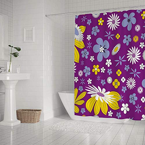Rideau de douche lavable en machine polyester floral CHEHONG