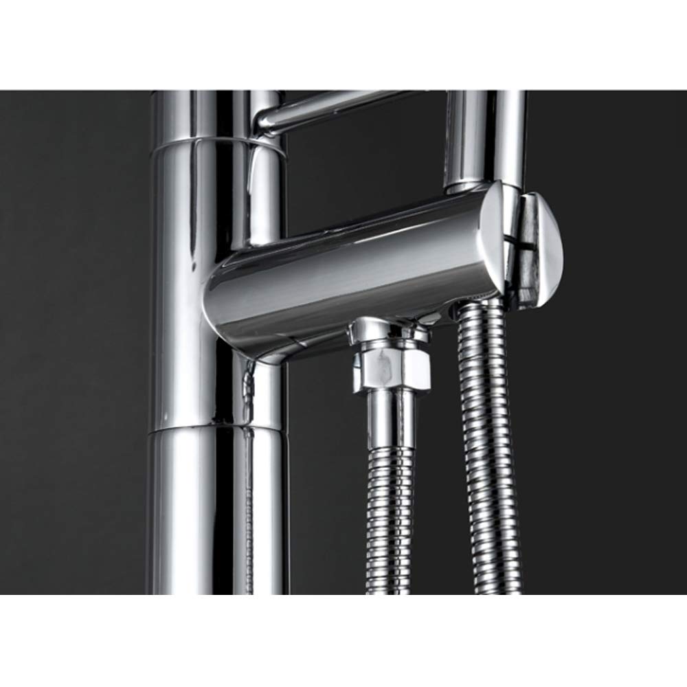 Rubinetto per lavello da Cucina, Rubinetto per Vasca da Bagno Moderno autoportante con Acqua Calda e Fredda, Set in Ottone, Miscelatore Doccia a Pavimento monocomando, doccetta ret
