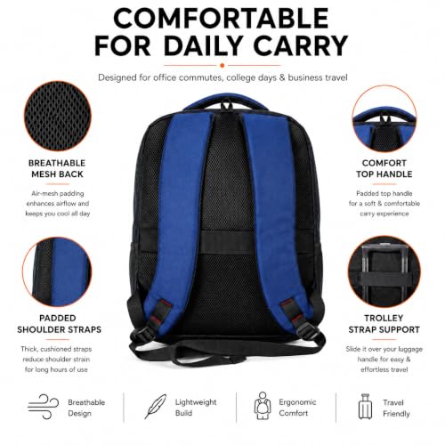 Image of CARAMBA CARRYMATE 26.5L Overnighter Laptop Backpack | Water Resistant Travel Bag with 15.6 inch Padded Laptop Sleeve, Trolley Strap & Dual Compartments for Office, Business, College Men & Women