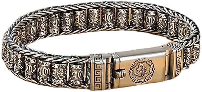 Herrenarmband 925 Silber Sechs-Charakter-Mantra-Kette Lucky High-End-Geschenkschmuck 7,2 Zoll, 7,6 Zoll, 8 Zoll, 8,4 Zoll, 8,8-Zoll-Armband