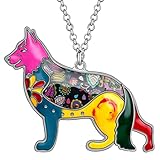 BONSNY Amor corazón esmaltado alemán Pastor Perro Collar 18 'Etiqueta de Mascota Animal Amante Regalo para Hombres Mujeres Adolescentes