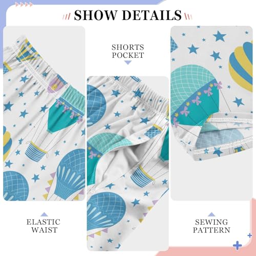 Hot Air Balloon with Star Boys Long Pants Soft Trousers Elastic Waist Kids Lounge Bottoms with Pockets S-XL4