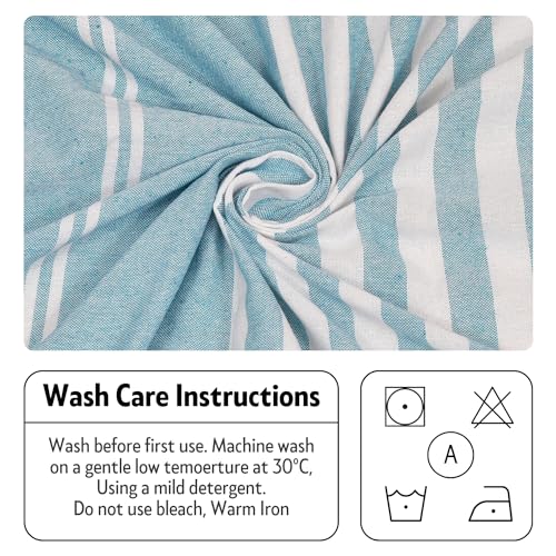 Image of 210 TC Handmade Double Bedsheet | Without Pillow Cover | Handloom Cotton Bedsheets for Double Bed | Bed Sheet Size (90X100 Inches, 7.5 x 8.3 Feet | Smalt Blue)