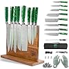 FULLHI 15pcs Japanese Knife Set with Magnetic Knife Block Holder