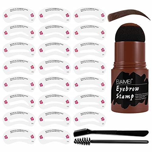 Eyebrow Stamp Stencil Kit, Eyebrow Stamp Shaping Kit with 24 Reusable Eyebrow Stencils, Eyebrow Brush and Eyebrow Razor, Long Lasting Quick Eyebrow Makeup Tools for Women and Girl