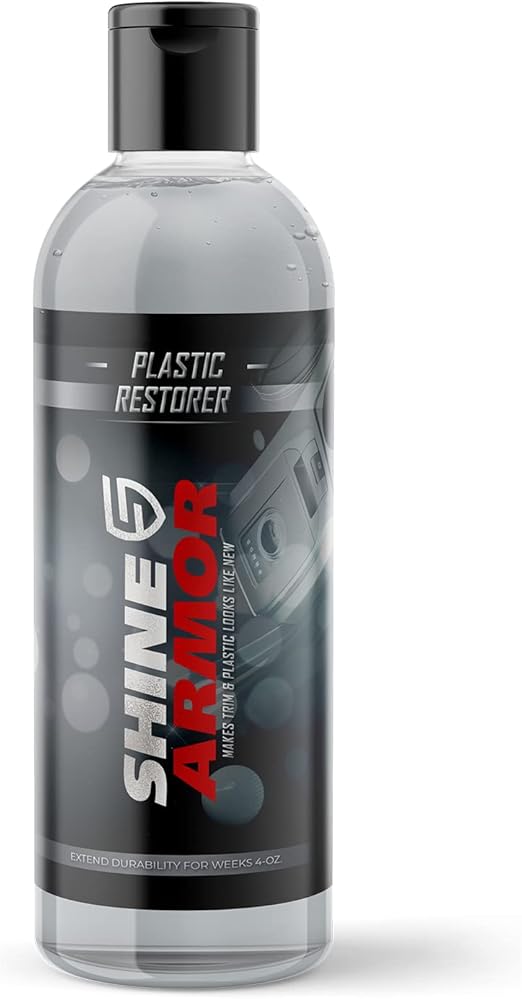 SHINE ARMOR Plastic Restorer UV Protection from UV Rays Restores Vinyl Trim Rubber Polypropylene and More Restores Dull Plastic and Degraded Plastic Protector Prevents Drying & Aging 8 Fl Oz