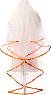 DINGZAN Tulle and Orange Camo Wedding Veils Camouflage Bridal Veil for Bride Two Tiers White
