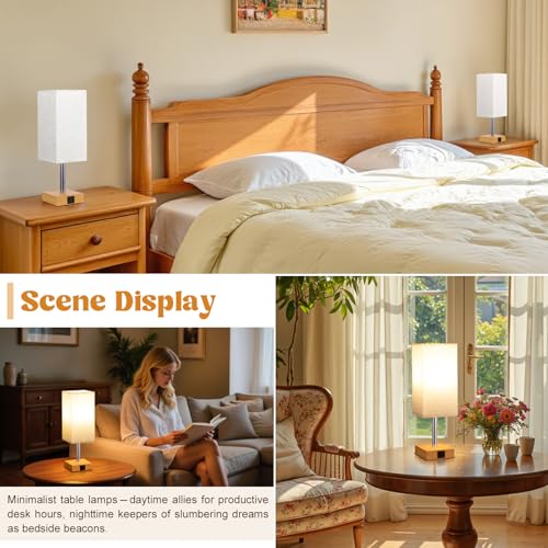 Aooshine Bedside Lamps, Table Lamp for Living Room Bedroom, Touch Lamps Bedside with USB A+C Charging Ports, Dimmable Bedroom Lamp with Fabric Shade for Kids Room, Study, Dorm, Office(Bulb Included) - Image 6