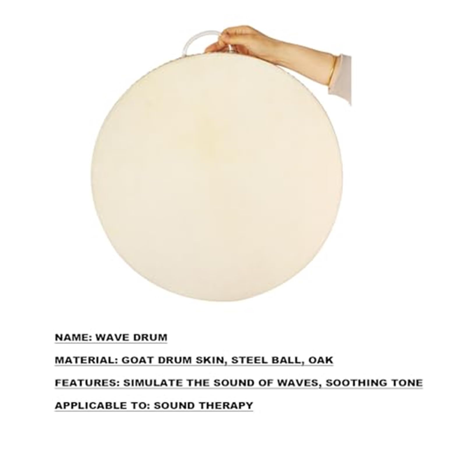 Handtrommel mit Meeresrauschen, doppelseitiges Perkussionsinstrument für Yoga, Entspannung, Konzerte, Hochzeiten, handgefertigt aus hochwertigen Materialien (40cm/16in)