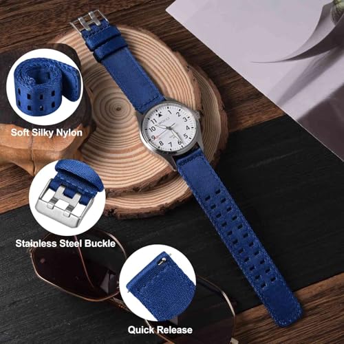 Image of WOCCI Double Holes Nylon Watch Bands, Silky Nylon Straps, Quick Release, Compatible Watch Lug Width 18mm 20mm 22mm