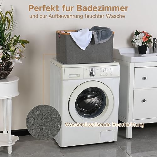 efluky Foldable Laundry Basket 60L, Bamboo Fabric Collapsible Washing Baskets, Storage Foldable Washing Basket, Laundry Baskets for LaundryRoom - Image 7