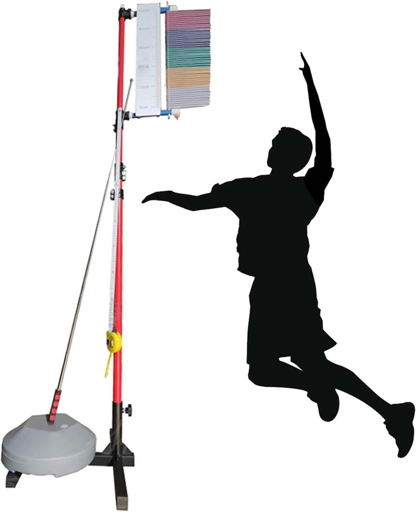 Medidor de salto vertical con varillas flexibles y ajuste de altura para niños