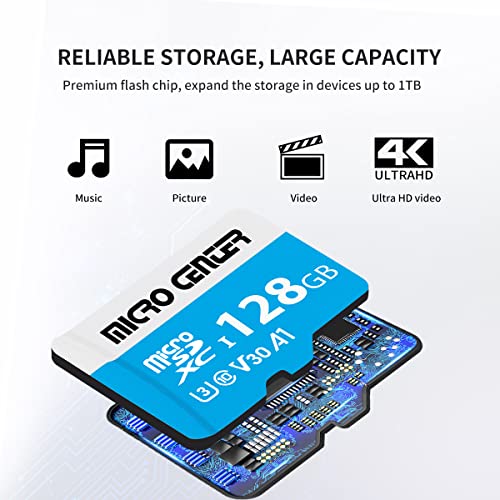 INLAND Premium 128GB microSDXC Card, Nintendo-Switch Compatible Micro SD Card, UHS-I C10 U3 V30 4K UHD Video A1 Flash Memory Card with Adapter (128GB) for Tablet - Thumbnail 5