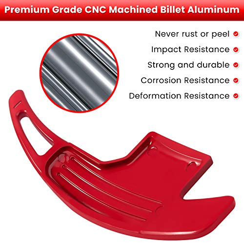 Image of Steering Wheel Shift Paddle Extended Shifter Trim Cover for Ford Mustang 2015 2016 2017 2018 2019 2020 2021 2022 2023 Interior Decoration Accessories Aluminum Alloy (Red 2PCS)