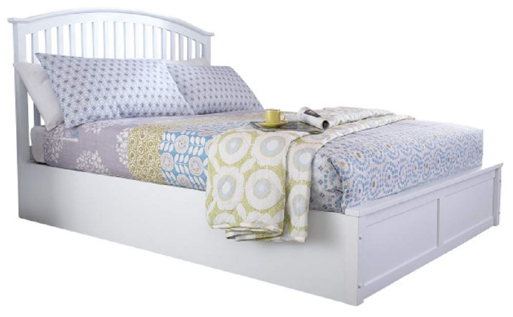GFW Madrid Double White Wooden Ottoman Bed - Space Saving Storage - Country Style Design - 150cm Width