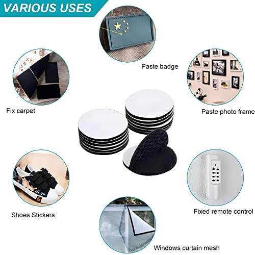 Braveshine 12Pcs Industrial Strength Hook Loop Dots - Double Sided Sticky Back Coins - Anti Slip Rug Gripper Pads Carpet Stickers For Home Office Car Use - Round Adhesive Wall Mounting Tape 1.5Inch #TOP2