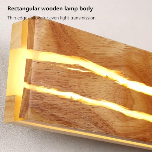 Lámpara de pared de madera rectangular con luz cálida para pasillo 7