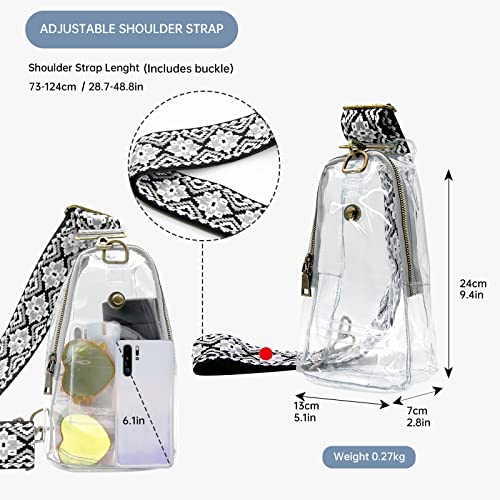 Long Keeper Clear Sling Shoulder Bag Stadium Approved Backpack Women Men Crossbody Chest Bag With Bohemia Adjustable Strap (Grey)2