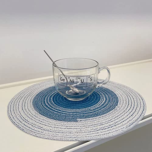 Image of Jute Placemats Set of 4 Heat Resistant Round Place Mats Natural Jute Woven Braided Table Mats Thick Farmhouse Placemats Trivet Round Braided Placemats for Dining Table(Dark Blue, Set of 4)