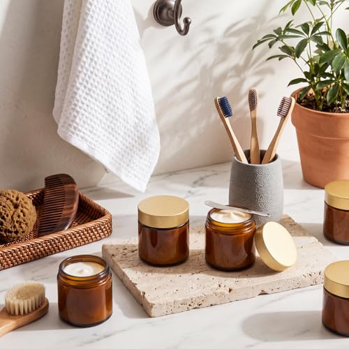 Image of Norme 48 Pcs 4 oz Glass Jars with Lids Cosmetic Jars, Amber, Gold