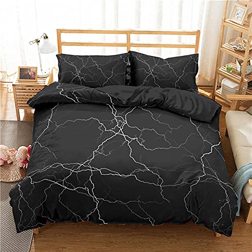 JKRFV Bettwäsche - Weißer Donner und Blitz Bettwäsche Set Modern Polyester Baumwolle Bettbezug mit Reißverschluss und Kissenbezug (135x200 cm und...