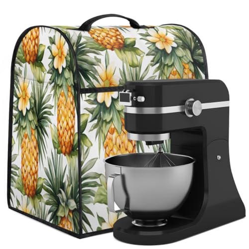 Coffee Maker Cover Tropical Pineapple Flower Kitchen Appliance Covers Small Appliance Covers Blender Cover Juicer Cover Dust Covers for Kitchen Appliances with Top Handle and Pockets,Washable,B154
