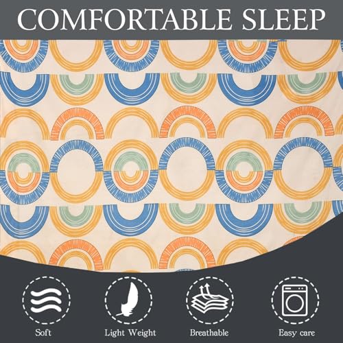 Image of IVAZA Ezyption Cotton Super Soft 240 TC Elastic Fitted All Around Elastic Printed King Size Double Bed Bedsheet with 2 Pillow Cover 72 inch X 78 inch Cream Blue