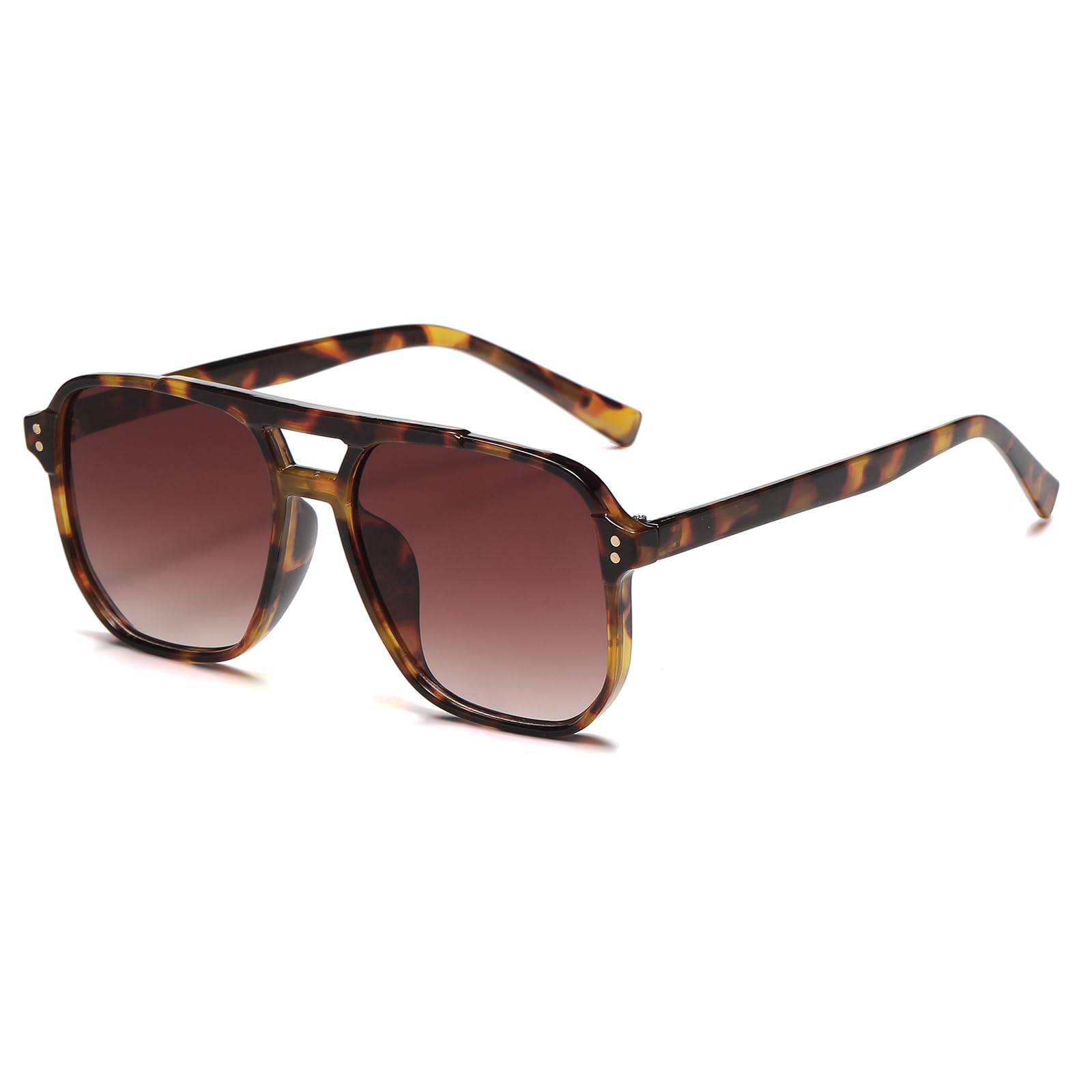 YAMEIZE Occhiali da Sole Pilota per Donna Uomo Retro Vintage Occhiali da Sole Quadrati Grandi Doppio Ponte Anni 70 UV400