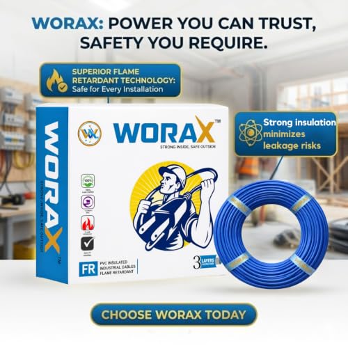 Image of WORAX 0.75 Sq mm Blue House Wiring Wire (90 Mtr) | Flexible Multi-Strand CCA Cable | PVC Insulated Wire for Lighting