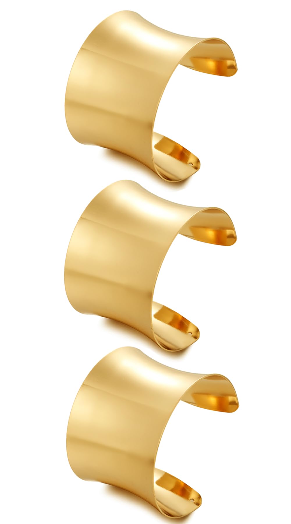 BOMAIL3 Pcs Cuff Bangle Bracelet Set for Women Open Wide Wire Bracelets Gold Wrist Cuff Wrap Bracelet Adjustable