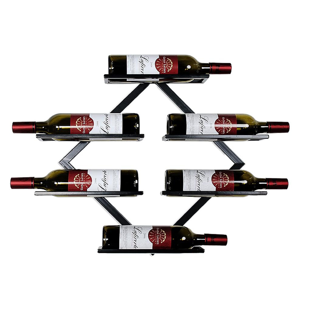 OQOPO Rhombus naścienny stojak na wino, prosty uchwyt na butelki w amerykańskim stylu, montowane na ścianie półki barowe do baru, piwnicy na wino, spiżarni itp