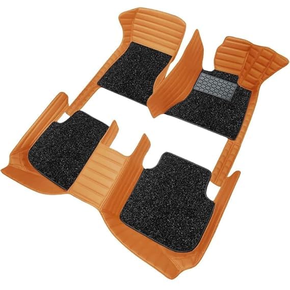 Image of 10D Car Foot Mat for Mercedes Benz eqs450 | Tan | Premium Luxury Leather | Double Layered | Waterproof | Washable | Custom Fit |Antislip | Detachable Grass | Car Floor Mat