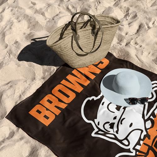Image of Northwest NFL Cleveland Browns Microfiber Beach Towel, 30 x 60 Inches - Quick Dry, Sand Resistant, Lightweight, Highly Absorbent, Incisor Design