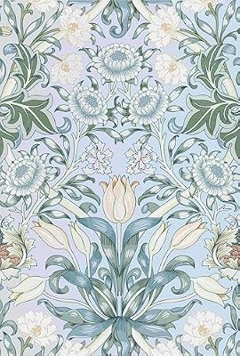 LXCREAT Blue Floral Wallpaper Peel and Stick Vintage Tulip Contact Paper Boho Wall Paper Flower Textured Removable Vinyl Self Adhesive Waterproof for Bedroom Renter Friendly Decor 17.5 in X 393.7in