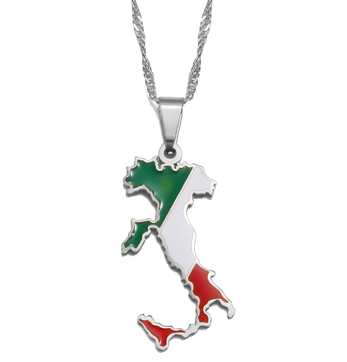Italy Map Flag Pendant Necklaces Gold Italian Men Maps Chain Pendant Necklaces