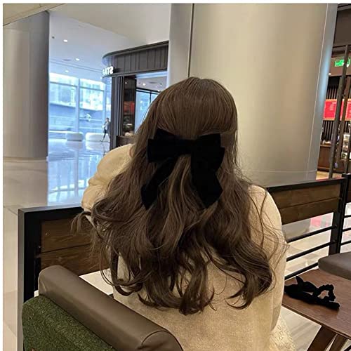 Pinzas para el cabello con moño de terciopelo negro miniatura 2