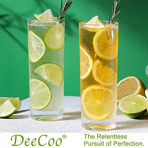 Glass Cups 10 oz, Clear Highball Glass Cocktail Glass Drinking Glasses [Set of 8] + 8 Stainless Steel Straws For Kitchen,Heavy Base Water Cup For Juice, Cocktails, Beverages, Drinking Cups Beer Cups - Thumbnail 3