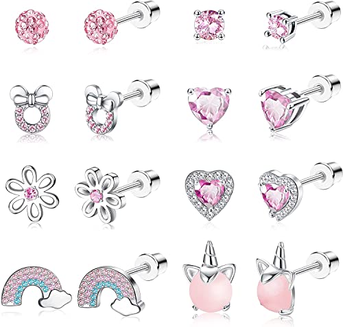 LOLIAS 8 Paia Orecchini Vite per Ragazze Donna