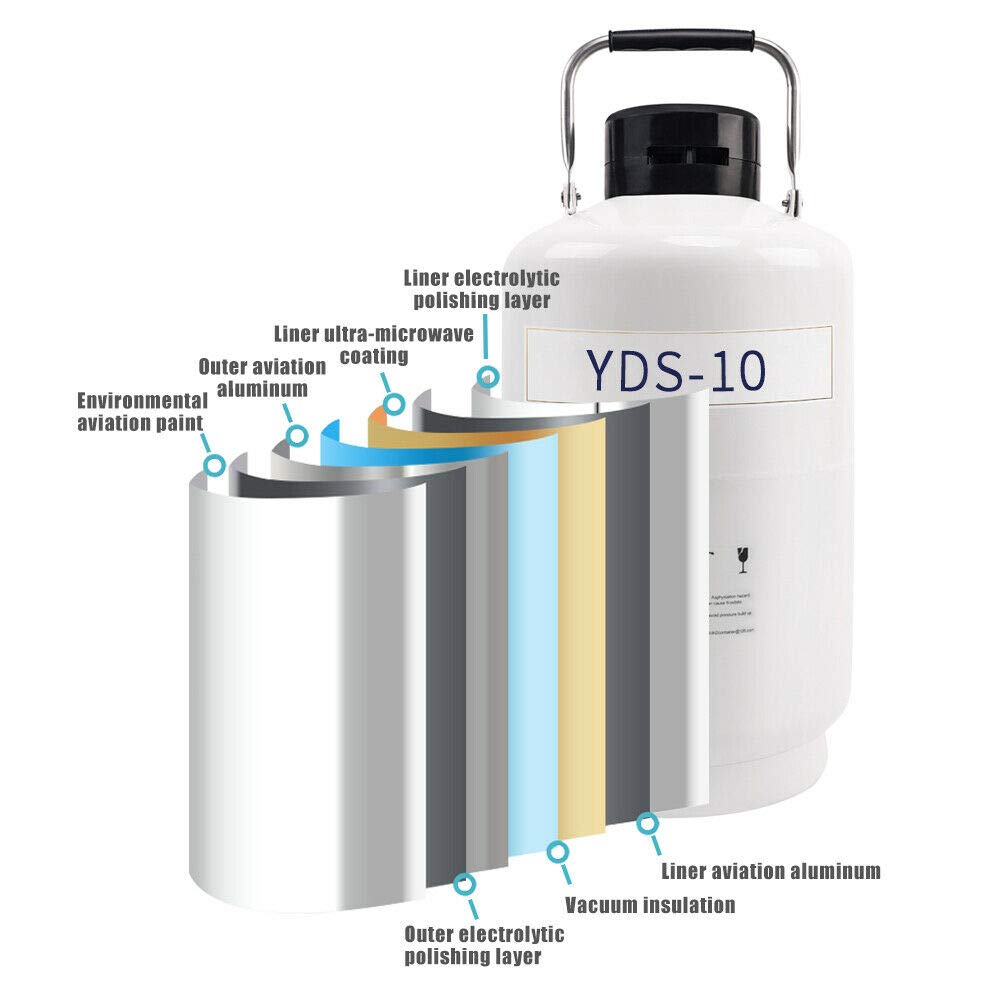 Fayelong Stickstoffbehälter Cryogebhälter mit 3 Lagergestellen Flüssiger Refrigeration Dewar Cryogenic Container (6L)