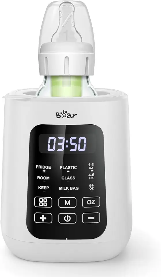 Bear Baby Bottle Warmer, Milk Warmer Breastmilk Bag Formula Fast Warming for New Born Baby Bottles, with Time Temp Control Automatic Shut Off at Home Use