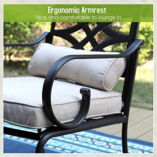 Sophia & William 5 Piece Patio Dining Set With 4 Metal Dining Chairs And Slat Dining Table, Umbrella Hole: 1.57" #TOP29