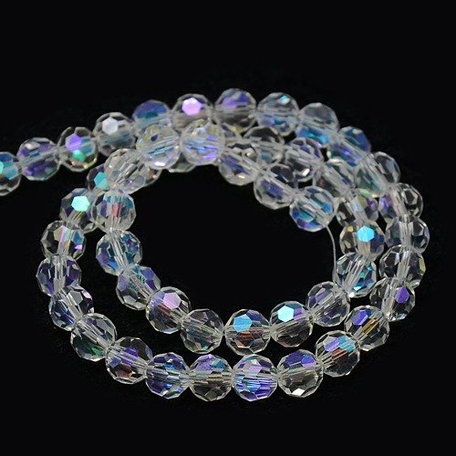 X182-15 Czech Crystal Glass Beads - Crystal AB - 8 mm Ball Fire-Polished Jewellery Beads Crystal Cut Beads Glass Cut Beads - Image 2