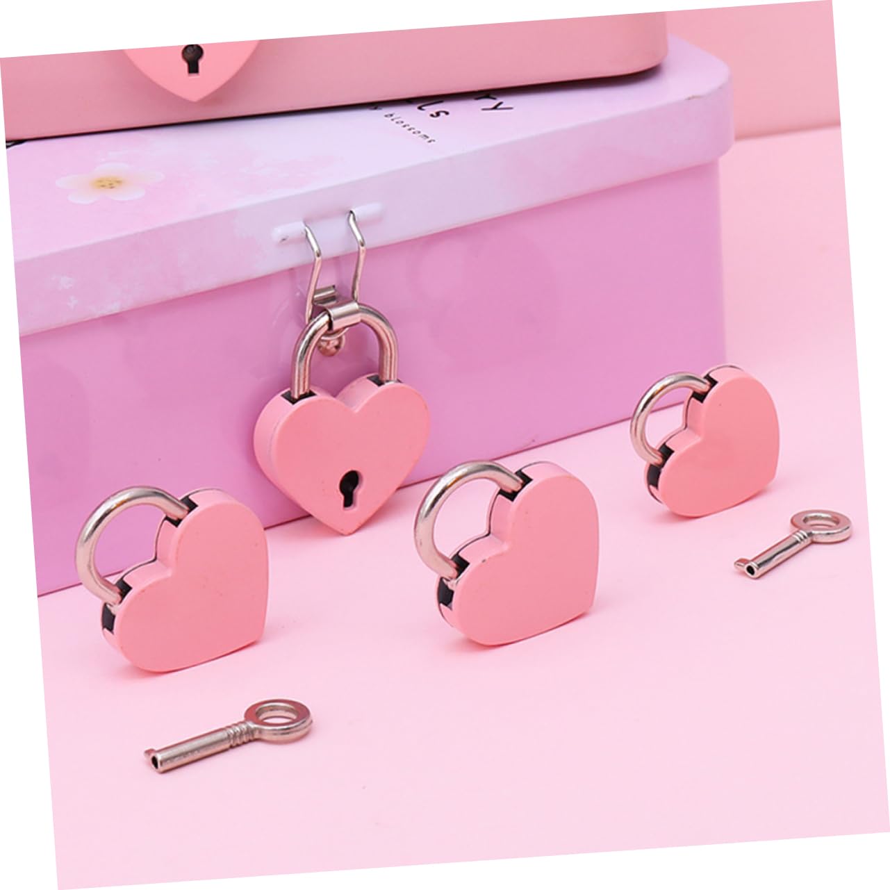 Lurrose 3 Set Coppia Lucchetto Forma Lucchetti Carino Mini Cuore Blocchi Di Sacchetti Serrature Per Valigie Con Chiavi Lucchetto Dell'armadietto Metallo 6 Pezzi*3