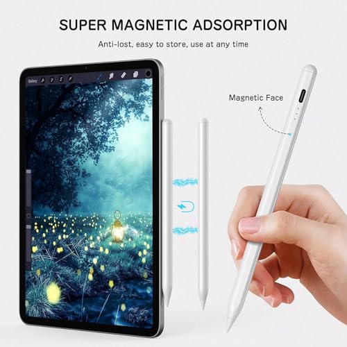Image of Universal Stylus Pen for iPad & Android Tablets Fast Charging, High Precision Tip, Magnetic Design, USB-C Cable Included - Smooth Writing & Drawing Pencil (White)