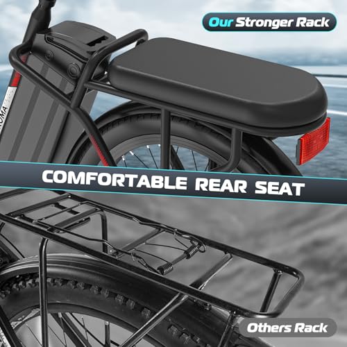 Carom Peak 560W Electric Bike for Adults, 36V Removable Battery, Up to 15Miles&20MPH, 20\" Fat Tire Electric Scooter with Basket&Adjustable Seat, Foldable Adult Electric Bicycle for Commuting (Black) - Thumbnail 6