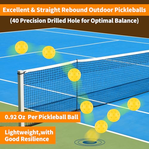 image for Wiseek 4pcs Pickleball Balls,40 Holes Outdoor Pickleball Balls,8mm Pre