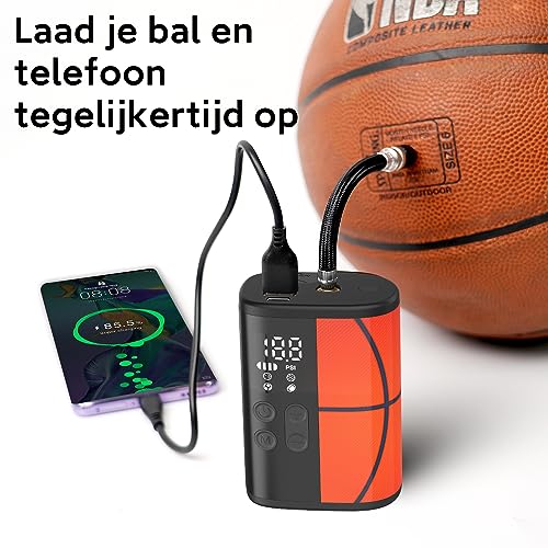 Image of Woowind Ball Pump Electric Basketball Pump with Pressure Gauge LED Lighting and Power Bank, Automatic Portable Ball Inflator with Ball Needle for Football,Soccer,Sports Balls