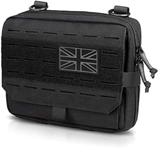 WYNEX Tactical Molle Admin Pouch of Tri-Fold Open Design, Molle Tool Pouch First Aid Pouch EDC Utility Pouches Tools Bag Molle Attachment Organizer Include UK Flag Patch