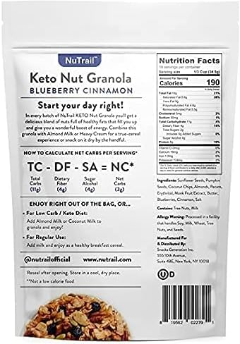 Miniatura 3 de NuTrail Keto - Granola de nueces, arándanos y canela, paquete de 2 (22 onzas cada uno, 44 onzas en total)  Bajo en carbohidratos, sin granos, sin