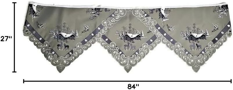 Fireplace Mantel Runner with Christmas Gray and Silver Reindeers on Material Size 84 x 27 inches